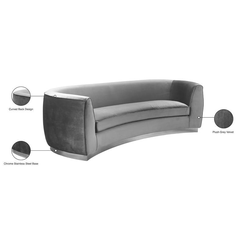 Meridian Furniture Julian Grey Velvet Sofa
