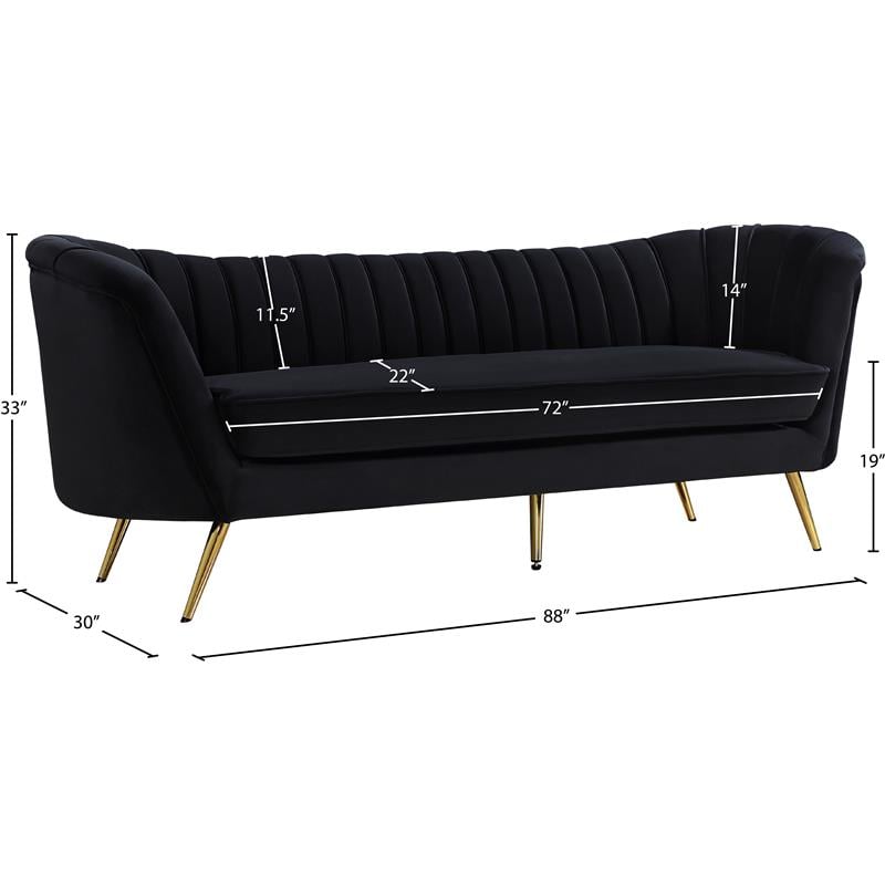 Meridian Furniture Margo Black Velvet Sofa