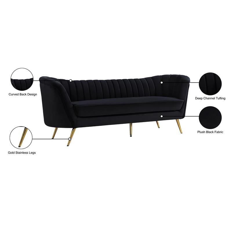 Meridian Furniture Margo Black Velvet Sofa