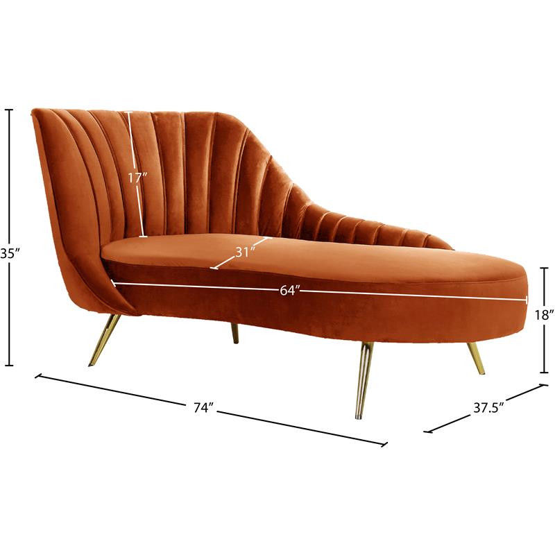Meridian Furniture Margo Cognac Velvet Chaise