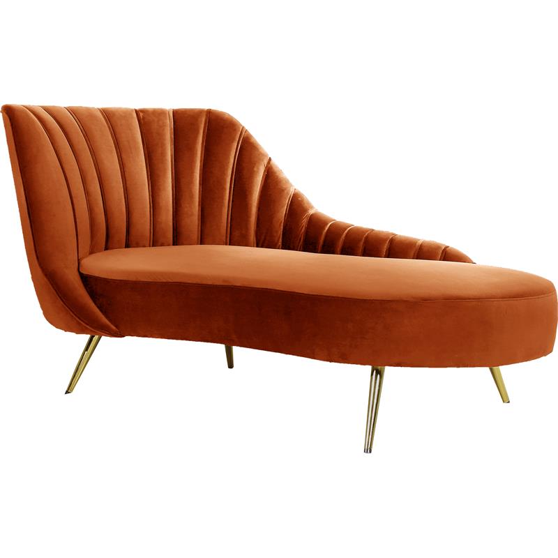 Meridian Furniture Margo Cognac Velvet Chaise