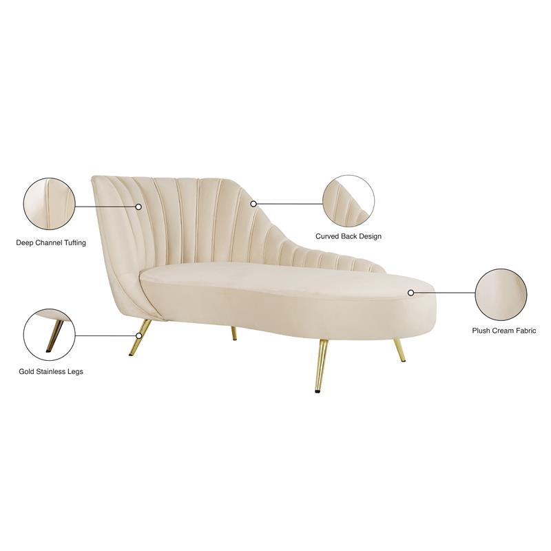 Meridian Furniture Margo Cream Velvet Chaise