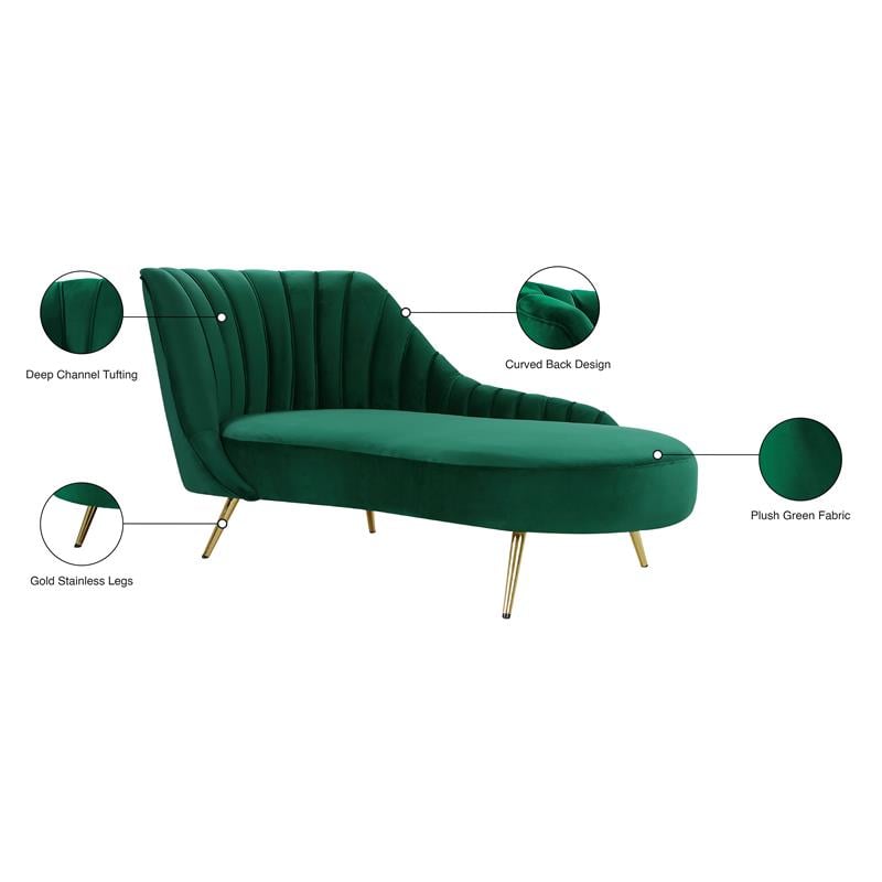 Meridian Furniture Margo Green Velvet Chaise