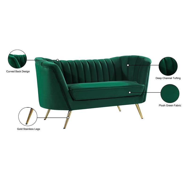 Meridian Furniture Margo Green Velvet Loveseat