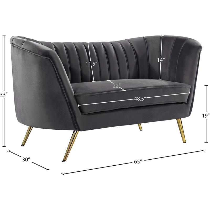 Meridian Furniture Margo Grey Velvet Loveseat