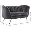 Meridian Furniture Margo Grey Velvet Loveseat