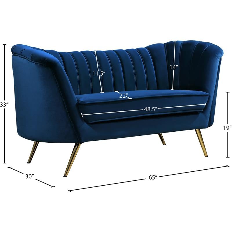 Meridian Furniture Margo Navy Velvet Loveseat