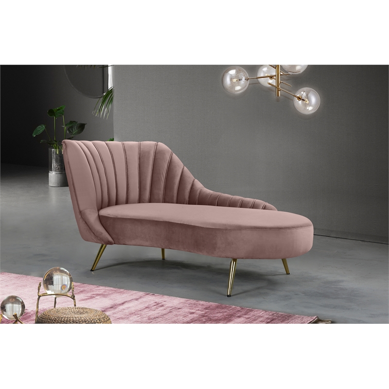 Meridian Furniture Margo Pink Velvet Chaise