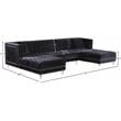 Meridian Furniture Moda 3pc Velvet Sectional in Black