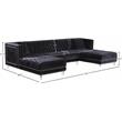 Meridian Furniture Moda 3pc Velvet Sectional in Black