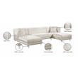 Meridian Furniture Moda 3pc Velvet Sectional in Cream