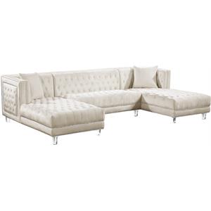 Meridian Furniture Moda 3pc Velvet Sectional in Cream