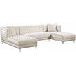 Meridian Furniture Moda 3pc Velvet Sectional in Cream
