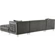 Meridian Furniture Moda 3pc Velvet Sectional in Gray