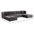 Meridian Furniture Moda 3pc Velvet Sectional in Gray
