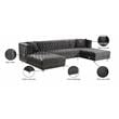 Meridian Furniture Moda 3pc Velvet Sectional in Gray