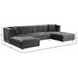 Meridian Furniture Moda 3pc Velvet Sectional in Gray