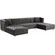 Meridian Furniture Moda 3pc Velvet Sectional in Gray
