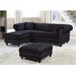Meridian Furniture Sabrina Contemporary 2pc Velvet Reversible Sectional in Black