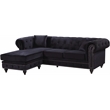 Meridian Furniture Sabrina Contemporary 2pc Velvet Reversible Sectional in Black