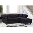Meridian Furniture Sabrina Contemporary 2pc Velvet Reversible Sectional in Black