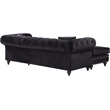 Meridian Furniture Sabrina Contemporary 2pc Velvet Reversible Sectional in Black