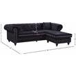 Meridian Furniture Sabrina Contemporary 2pc Velvet Reversible Sectional in Black