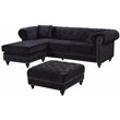 Meridian Furniture Sabrina Contemporary 2pc Velvet Reversible Sectional in Black