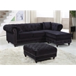 Meridian Furniture Sabrina Contemporary 2pc Velvet Reversible Sectional in Black