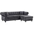 Meridian Furniture Sabrina Contemporary 2pc Velvet Reversible Sectional in Gray