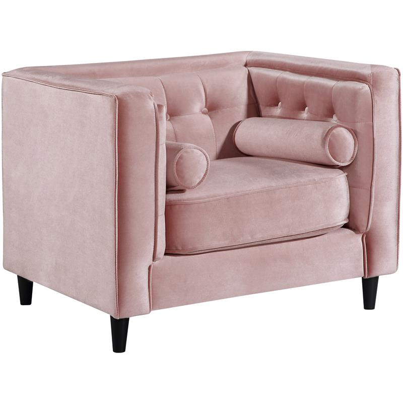 Meridian Furniture Taylor Velvet Accent Chair in Pink Cymax Business