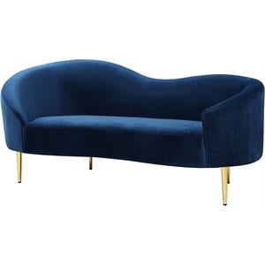 Meridian Furniture Ritz Contemporary Velvet Loveseat in Navy