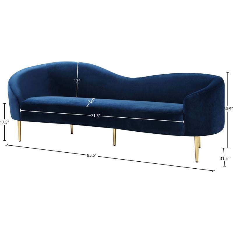 Meridian Furniture Ritz Navy Velvet Sofa