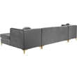 Meridian Furniture Graham 3pc Velvet Sectional in Gray