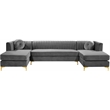Meridian Furniture Graham 3pc Velvet Sectional in Gray