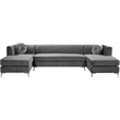 Meridian Furniture Graham 3pc Velvet Sectional in Gray