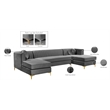 Meridian Furniture Graham 3pc Velvet Sectional in Gray