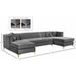 Meridian Furniture Graham 3pc Velvet Sectional in Gray