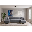 Meridian Furniture Graham 3pc Velvet Sectional in Gray