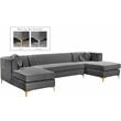 Meridian Furniture Graham 3pc Velvet Sectional in Gray