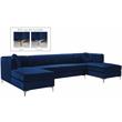 Meridian Furniture Graham 3pc Velvet Sectional in Navy