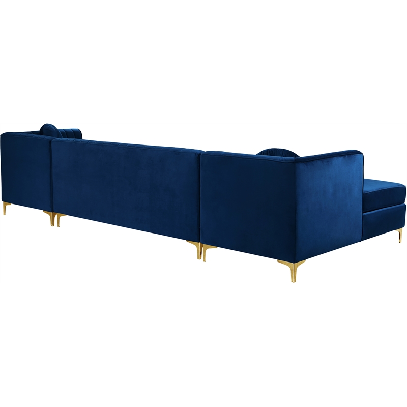 Meridian Furniture Graham 3pc Velvet Sectional in Navy