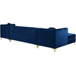 Meridian Furniture Graham 3pc Velvet Sectional in Navy