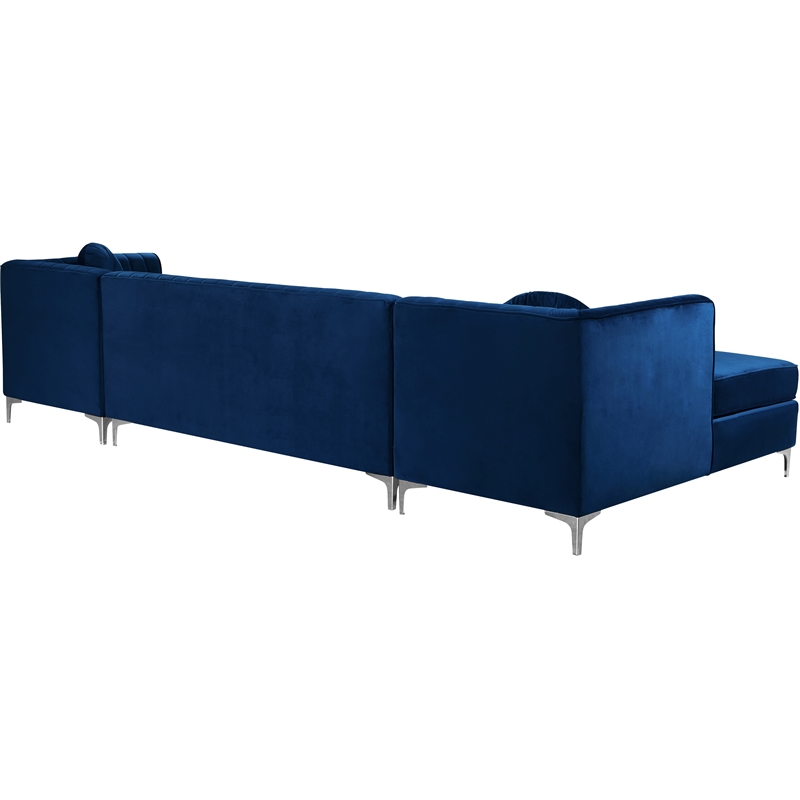 Meridian Furniture Graham 3pc Velvet Sectional in Navy
