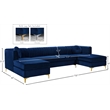 Meridian Furniture Graham 3pc Velvet Sectional in Navy