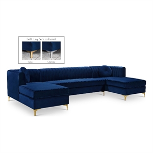 Meridian Furniture Graham 3pc Velvet Sectional in Navy