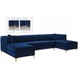 Meridian Furniture Graham 3pc Velvet Sectional in Navy