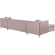 Meridian Furniture Graham 3pc Velvet Sectional in Pink