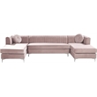 Meridian Furniture Graham 3pc Velvet Sectional in Pink