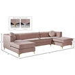 Meridian Furniture Graham 3pc Velvet Sectional in Pink